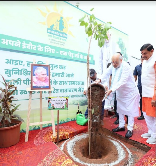 Amit Shah planted 11 lakh saplings in a day under the 'One Tree in the Name of Mother' campaign in Indore.