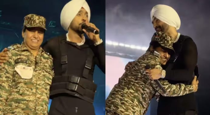 दिलजीत दोसांझ ने महिला सीआरपीएफ अधिकारी को मंच पर किया सलाम